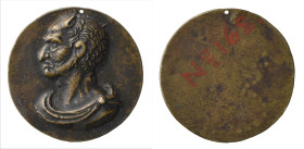 Italy, Venetian School, 16th century, A Satyr’s Head, uniface bronze medal, the satyr’s head to left, made up from a lion, toad, dolphin, tortoise, sn...