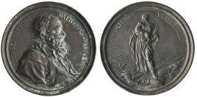 Italy, Massimiliano Soldani (1656-1740), Cosimo Serristori (1644-1714), bronze medal, 1711, bearded bust right, rev., a figure of Meekness standing, h...