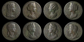 Italy, Florence, attributed to Soldani (1656-1740), The Wives of the Twelve Caesars, 8 uniface bronze medals (from the set of 12), comprising Pompeia,...