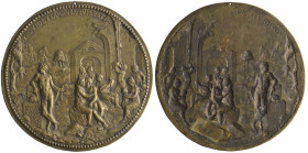 Netherlandish (late 16th century), An Allegory of Providence, bronze plaquette (or medal reverse), PROVIDE[N]TIA O[M]NIA SVPERAT over a landscape with...