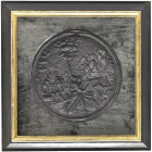 Prague or the Netherlands (c. 1600), Jacob embracing Rachel, bronze plaque, in the centre, Jacob embracing Rachel; to the left, men lifting a stone fr...