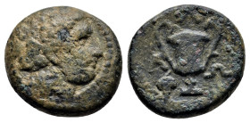 THRACE. Alopeconnesos. (Circa 300-250 BC). Head of maenad right, wearing vine wreath / Ω - Λ, Kantharos; to left, grape bunch. Yarkin, The Coinage of ...