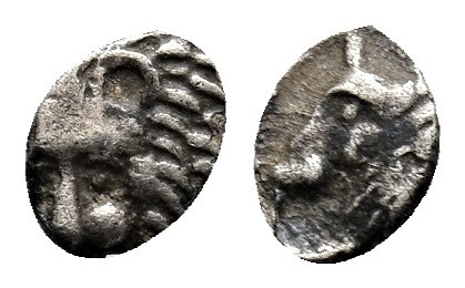Caria, uncertain mint AR Hemitartemorion. Circa 5th century BC. Head of lion? to...