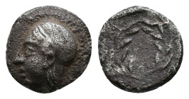 Aeolis, Elaia AR Obol. Circa 350-320 BC. AR 1,17g
