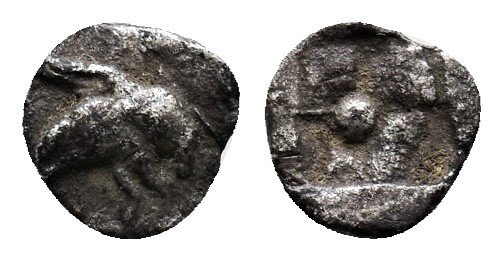 IONIA. Klazomenai.? Circa 500-480 BC. Tetartemorion AR 0,20g
