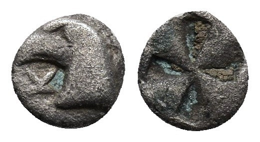 AEOLIS, Kyme. Circa 450-400 BC. AR Tetartemorion 0,22g