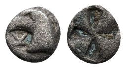 AEOLIS, Kyme. Circa 450-400 BC. AR Tetartemorion 0,22g