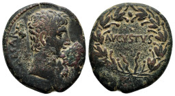 Asia, uncertain mint. Augustus 27 AD - 14 BC. CAESAR, bare head of Augustus, r. / AVGVSTVS; inscription one line in laurel wreath. RPC I 2235, BMC 731...
