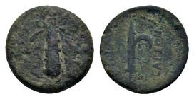 CILICIA, Olba. M. Antonius Polemo III, high priest. 41-69 AD. AE Μ ΑΝΤ ΠΟΛƐΜΩΝΟΣ ΒΑΣΙΛΕΩΣ / Club Rev: ΚΟΙΝΟΝ ΛΑΛΑΣΣΕΩΝ ΚΑΙ ΚΕΝΝΑΤΩΝ/ Harpa on globe. S...