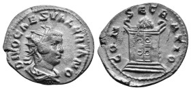 Divus Valerian II (died 258 AD). Rome. DIVO CAES VALERIANO, radiate head right / CONSECRATIO, lighted altar. MIR 261g; RIC 24. Antoninianus AR 2.42g