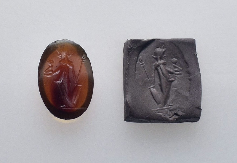 Roman Gemstone with Fortuna holding rudder. 2nd-3rd century AD. Property of a pr...