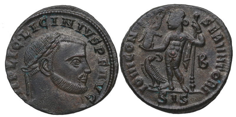 308-323 d. C. Licinio I. Siscia. Nummus. Ae. 3,56 g. IOVI CONSERVATORI EBC. Est....