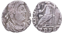 375-378 dC. A nombre de Flavio Julio Valente (364-378 dC). Tréveris (Alemania). Siliqua imitativa Visigodos en Narbonense. RIC IX Treveri 45A. Ag. 0,9...