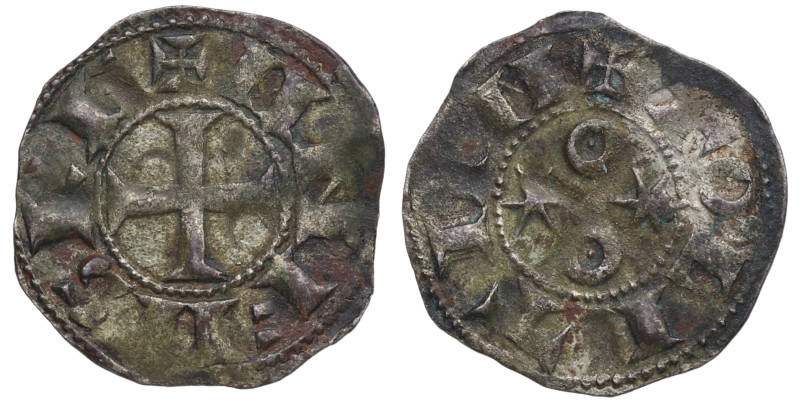 Alfonso VI (1065-1109). Toledo. Dinero. AB8. Cy926. Ve. 0,70 g. Cruz patada y an...