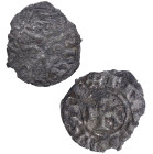 1157-1188. Reino de Castilla y León. Alfonso VIII (1158-1214) bajo tutoría de Fernando II. Sin marca de ceca. Dinero. Ab 182. Mar 212. Ve. 0,44 g. Tut...