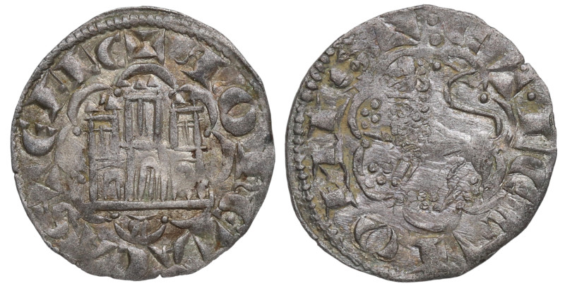 Acuñado entre el 1277 al 1281 d C. Alfonso X (1252-1284). Coruña. Dinero Noven. ...