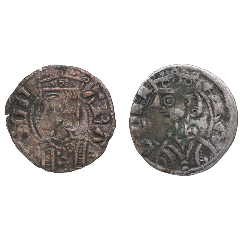 Jaime I y II de Aragón. Jaca y Sariñena. 2 monedas Dinero. Ve. 0,82 g. IACOBVS ⠅...