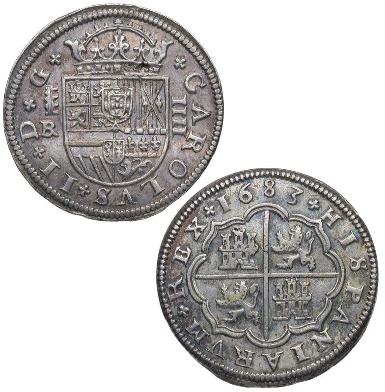 1683. Carlos II (1665-1700). Segovia. 4 reales. A&C 767. Ag. 13,00 g. Precioso a...