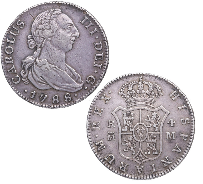 1788. Carlos III (1759-1788). Madrid. 4 Reales. M. A&C 870. Ag. 13,47 g. Muy esc...