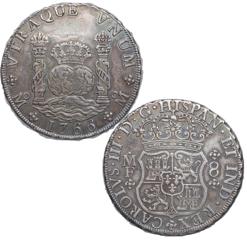 1766. Carlos III (1759-1788). México. 8 Reales. MF. A&C 1090. Ag. 26,81 g. Preci...