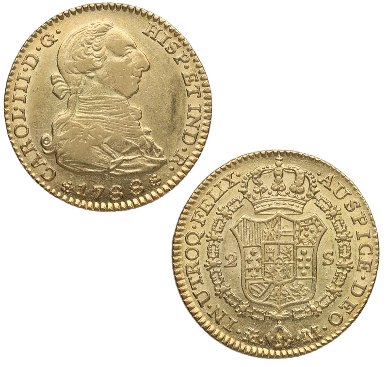 1788. Carlos III (1759-1788). Madrid. 2 escudos. M. A&C 1578. Au. 6,67 g. Bella....