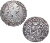 1803. Carlos IV (1788-1808). Sevilla. 8 Reales. CN. A&C 1065. Ag. 26,88 g. MBC. Est.450.