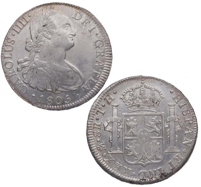 1805. Carlos IV (1788-1808). México. 8 reales. TH. A&C 983. Ag. 26,96 g. Bella. ...