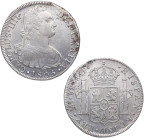 1805. Carlos IV (1788-1808). Lima. 8 reales. JP. A&C 925. Ag. 26,65 g. Atractiva. Restos de brillo original. Ligero resto de oxidación en reverso. EBC...