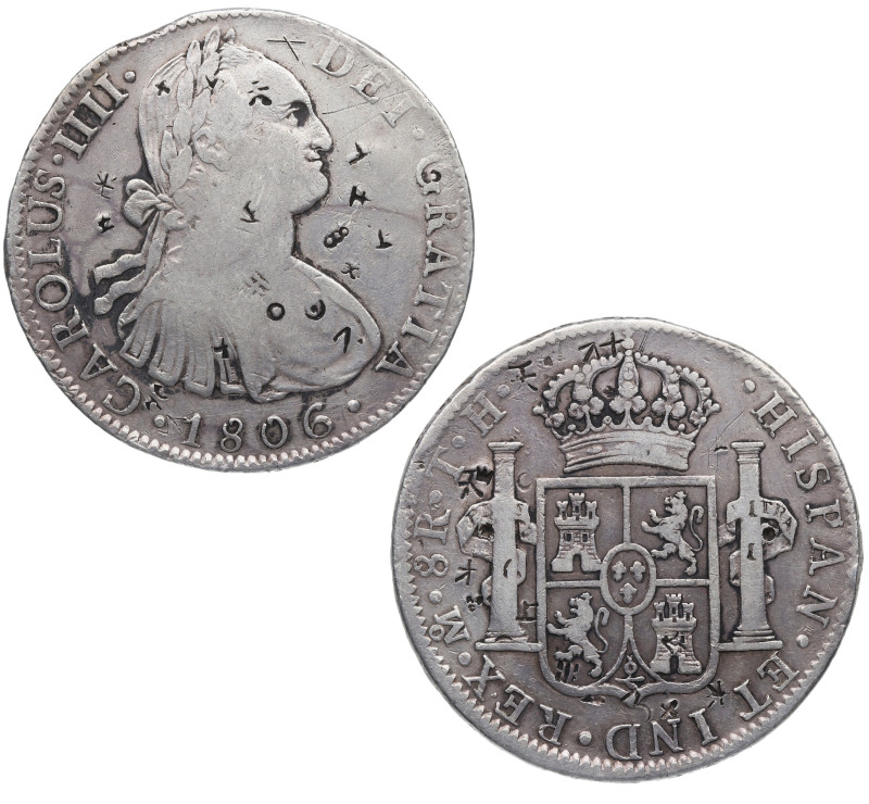 1806. Carlos IV (1788-1808). México. 8 reales. TH. A&C 984. Ag. 26,81 g. Atracti...