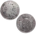 1806. Carlos IV (1788-1808). México. 8 reales. TH. A&C 984. Ag. 26,81 g. Atractiva. Restos de brillo original. Resellos chinos. MBC. Est.110.