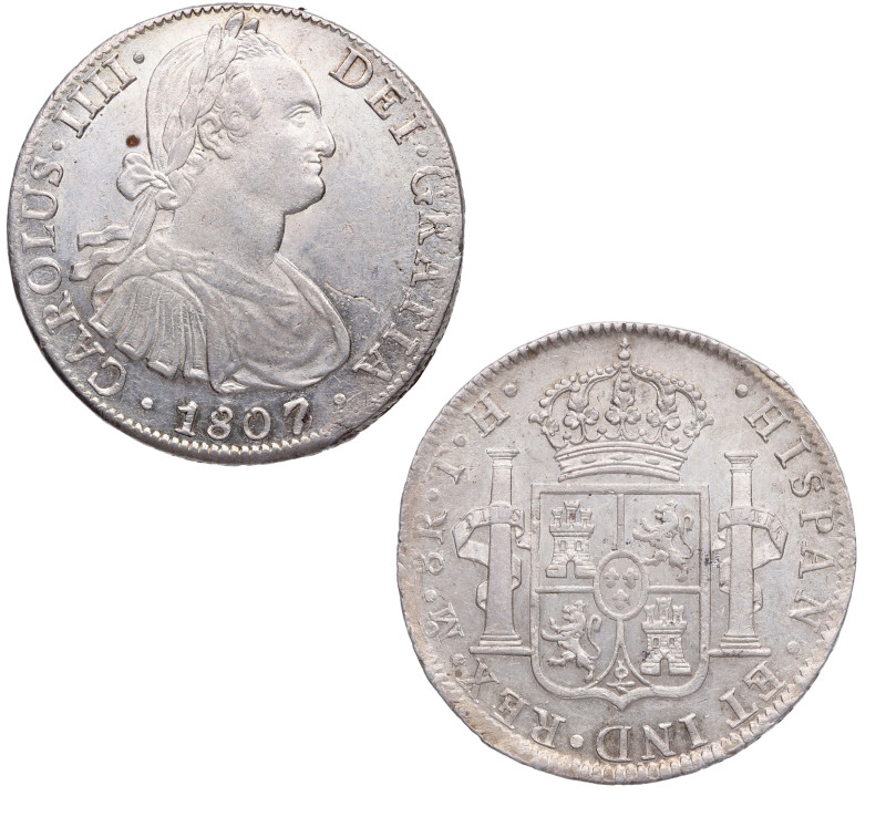 1807. Carlos IV (1788-1808). México. 8 reales. TH. A&C 986. Ag. 27,01 g. Bella. ...