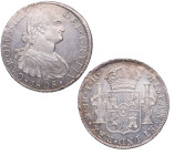1808. Carlos IV (1788-1808). México. 8 reales. TH. A&C 988. Ag. 26,96 g. Bella. Brillo original. Zona floja habitual.. EBC+. Est.320.