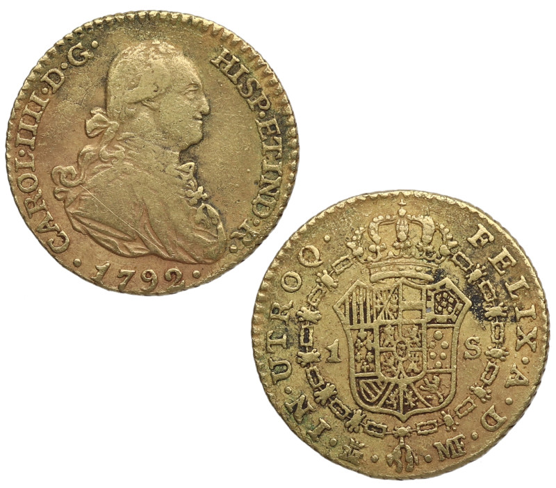 1792. Carlos IV (1788-1808). Madrid. 1 Escudo. MF. A&C . Au. 3,39 g. MBC-. Est.2...