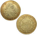 1795. Carlos IV (1788-1808). Popayán. 8 escudos. JF. A&C 1667. Au. 27,04 g. Atractiva. Gran parte de brillo original. MBC /MBC+. Est.2000.