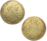 1806/5. Carlos IV (1788-1808). Santiago. 8 escudos. FJ. A&C 1777. Au. 27,04 g. Atractiva. Gran parte de brillo original. Rayitas de acuñación en anver...