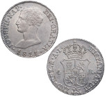 1811. José Napoleón (1808-1814). Madrid. 4 reales. AI. A&C 15. Ag. 5,80 g. Muy bella. Brillo original. Escasa así. EBC+ / EBC. Est.300.