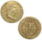 1824. Fernando VII (1808-1833). Madrid. 2 Escudos. AJ. A&C . Au. 6,79 g. Atractiva. MBC+. Est.400.