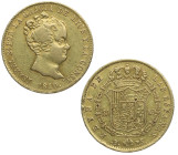 1840. Isabel II (1833-1868). Barcelona. 80 reales. PS. Au. Atractiva. Restos de brillo original. EBC-. Est.360.