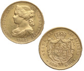 1864. Isabel II (1833-1868). Madrid. 100 reales. A&C 792. Au. 8,38 g. Bella. Brillo original. SC-. Est.450.