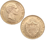 1876*76. Alfonso XII (1874-1885). Madrid. 25 pesetas. DEM. A&C 67. Au. 8,08 g. Bella. Brillo original. EBC+. Est.425.