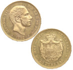 1882*82. Alfonso XII (1874-1885). Madrid. 25 pesetas. MSM. A&C 85. Au. 8,09 g. Bella. Brillo original. EBC+. Est.800.