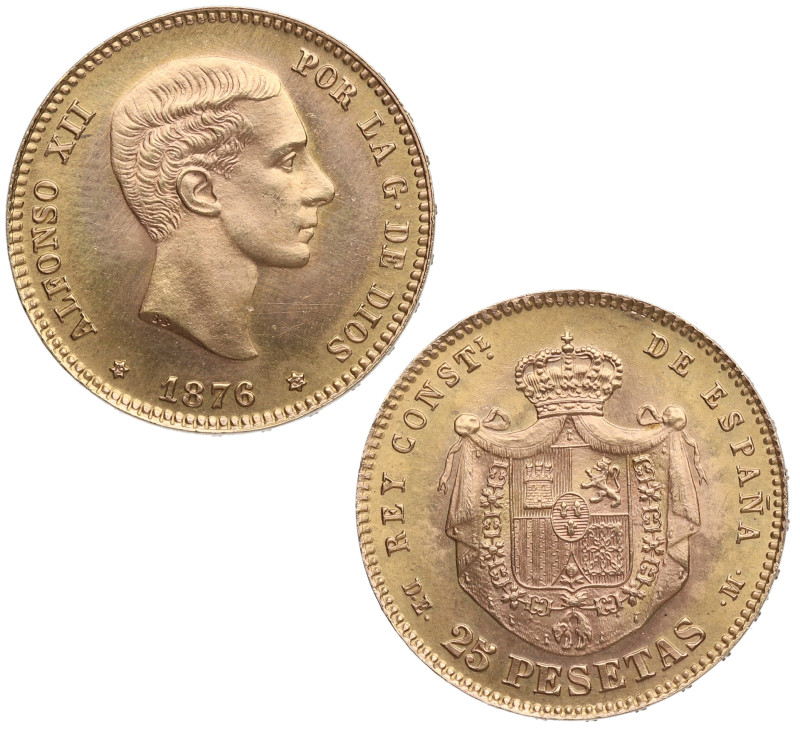 1876*62. Franco (1939-1975). Madrid. 25 pesetas reacuñación. DEM. A&C 176. Au. 8...