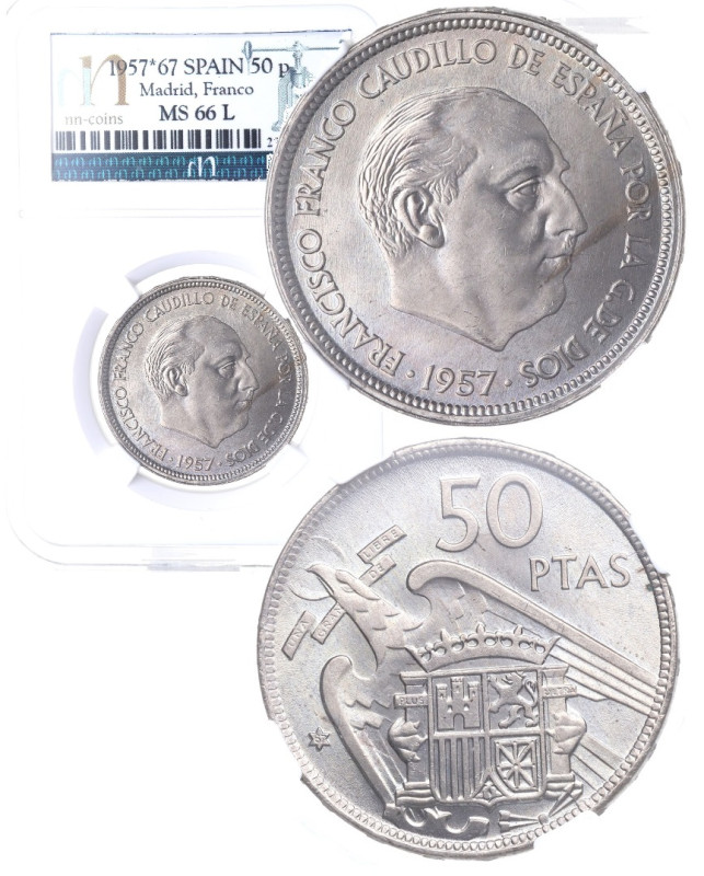 1957*67. Franco (1939-1975). Madrid. 50 Pesetas. A&C 136. Cu-Ni. Encapsulada por...