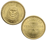 1962. Venezuela. 5 Bolívares. Au. 1,44 g. CACIQUES DE - VENEZUELA/URIMARE /CACIQUES / DE / VENEZUELA / SIGNO XVI/ LEY 900 / INTER . CHANGE BANK .SUIZA...
