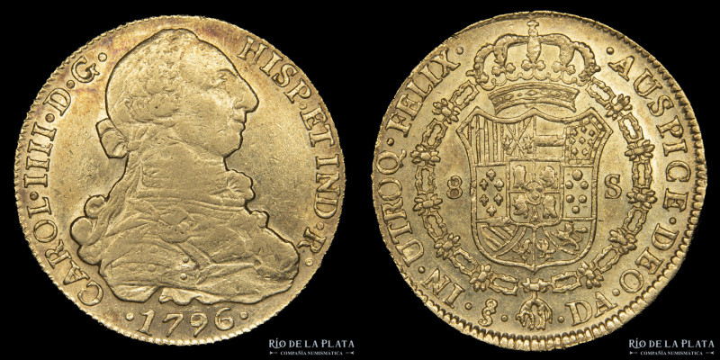 Santiago. Chile. Carlos IV (1788-1808) 8 Escudos 1796 DA. AU.875; 36mm; 26.98g. ...