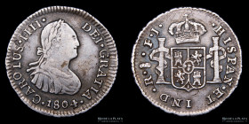 Santiago. Carlos IV. 1/2 Real 1804 FJ. KM57