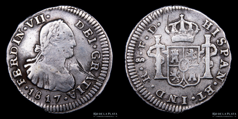 Santiago. Chile. Fernando VII (1808-1833) 1/2 Real 1811 FD. Ensayador muy raro. ...