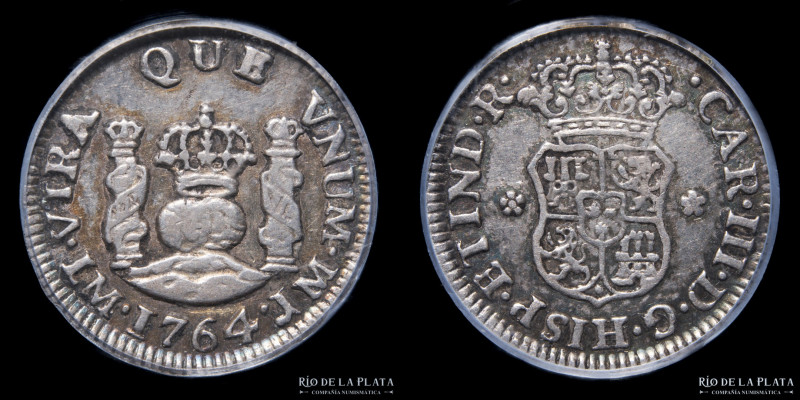 Lima. Carlos III (1759-1788) 1/2 Real 1764 JM. AG.917; 16mm. KM60. Certificada p...