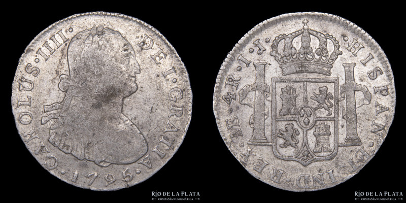 Lima. Carlos IV (1788-1808) 4 Reales 1795 IJ. AG896; 33.5mm; 13.22g. KM96 (VF+) ...