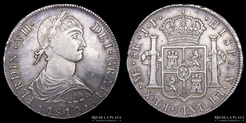 Lima. Fernando VII (1808-1833) 8 Reales 1810 JP, Busto Indígena. AG.896, 38.0mm;...